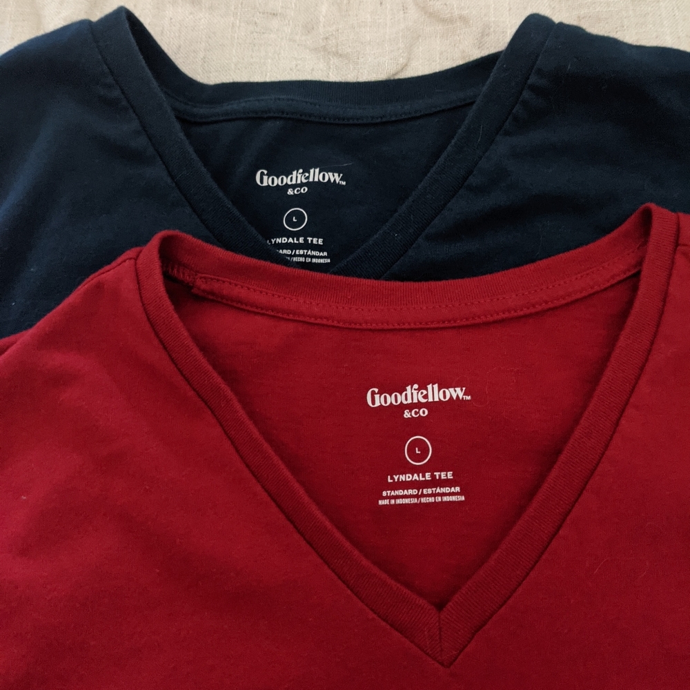 Turquoise and Red Men's T-shirts - Large